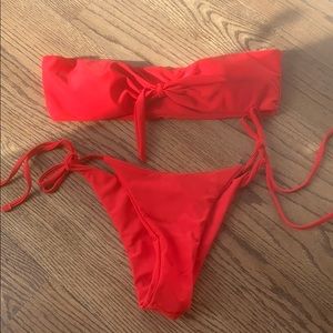 TAVIK Red Bandeau Front Tie Bikini
